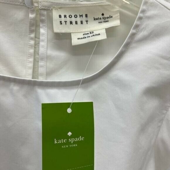 Kate Spade Broome Street Womens XS Blouse Shirt Top Flare White Crisp Cotton - Picture 5 of 5